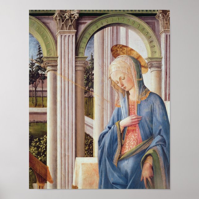 Póster Anunciación, detalle de la Virgen María (Frente)