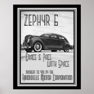 Póster Anuncio 16x20 del Zephyr 6 del art déco del