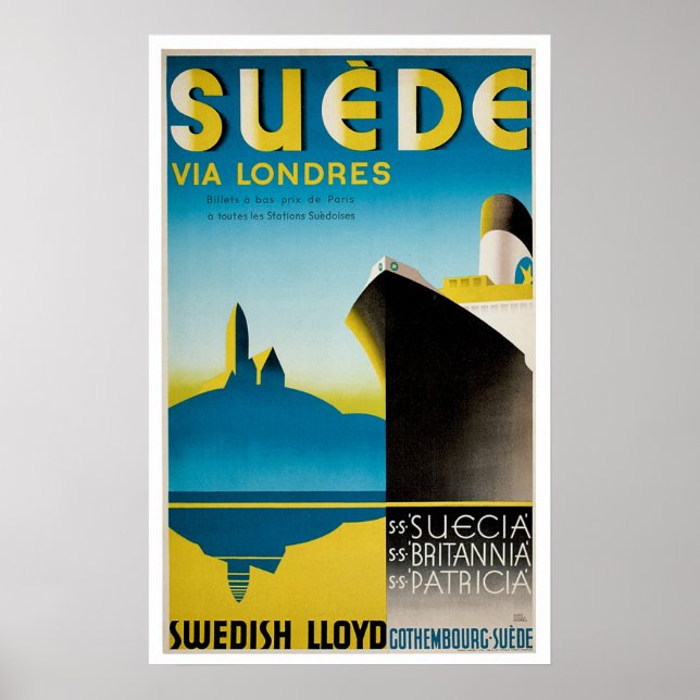 Póster Anuncio ante de barco de época de Suecia (Frente)