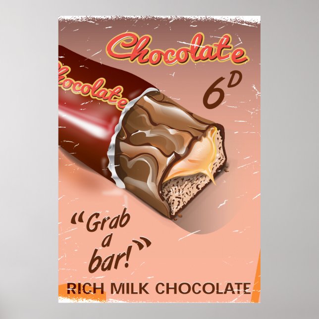 Póster Anuncio antiguo de Chocolate. (Frente)