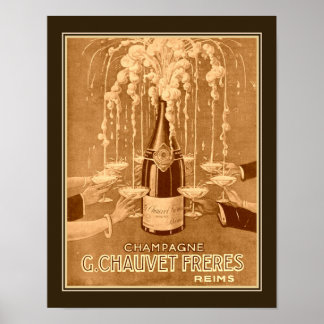 Póster Anuncio Art Decó De Champagne De 1923
