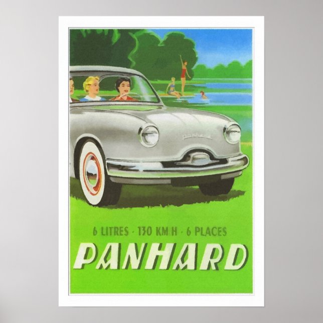 Póster Anuncio clásico de coches y pintura Panhard (Frente)