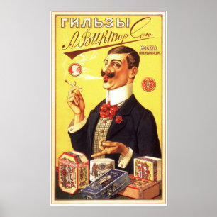Póster Anuncio de 1900 sobre las conchas de cigarrillos d