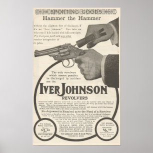 Póster Anuncio de 1904 para revólver de Iver Johnson