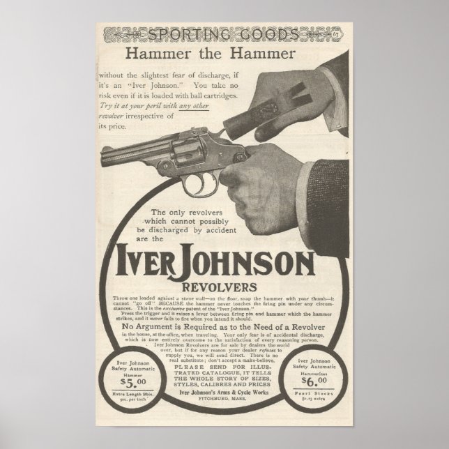 Póster Anuncio de 1904 para revólver de Iver Johnson (Frente)