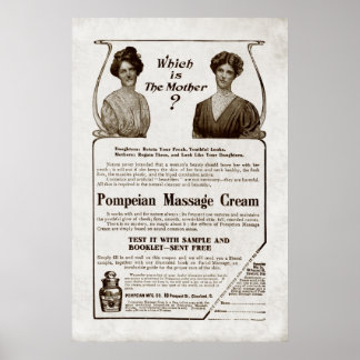 Póster Anuncio de 1907 sobre el crema de masaje de época