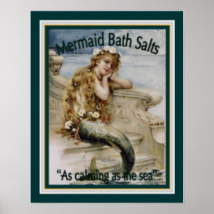 Póster Anuncio de 1920 para sales de baño de sirena 16x20