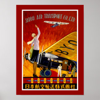 Póster Anuncio de aerolínea japonesa vintage