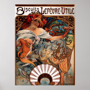 Póster Anuncio de Alphons Mucha Biscuit