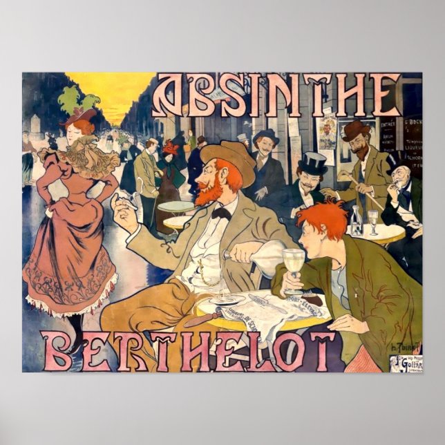 Póster Anuncio de Art Nouveau Absinthe de la era victoria (Frente)
