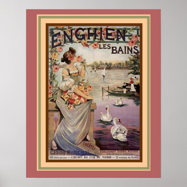 Póster Anuncio de Art Nouveau "Enghien Les Bains" 16 x 20 (Frente)