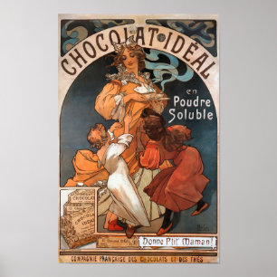 Póster Anuncio de Art Nouveau vintage Chocolat Ideal Much