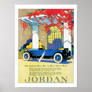 Póster Anuncio de Automóvil Azul Vintage