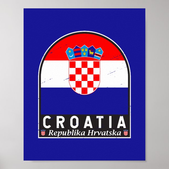 Póster Anuncio de Bandera de Croacia en mal estado (Frente)