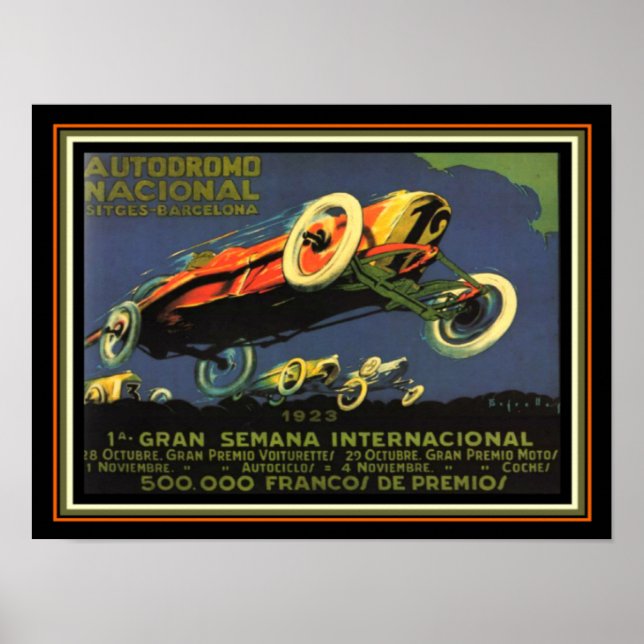 Póster Anuncio de Barcelona Car Race 1923 12 x 16 (Frente)