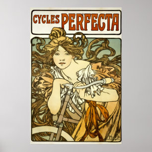 Póster Anuncio de bicicleta de Art Nouveau de Alphonse Mu