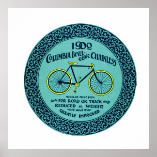 Póster Anuncio de bicicleta de Columbia amarilla azul tur