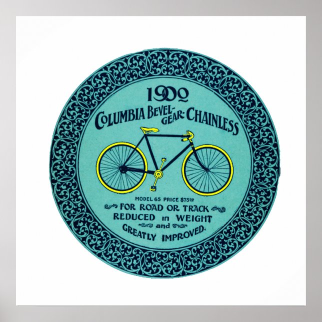 Póster Anuncio de bicicleta de Columbia amarilla azul tur (Frente)
