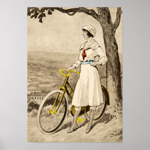 Póster Anuncio de bicicleta de mujer de la década de 1920