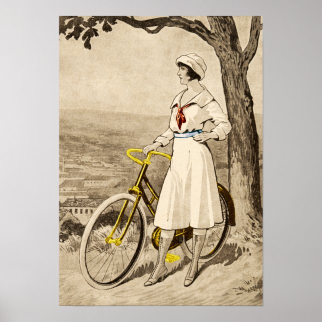 Póster Anuncio de bicicleta de mujer de la década de 1920 (Frente)