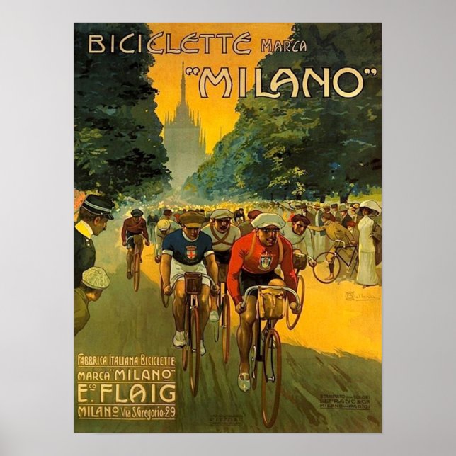 Póster Anuncio de bicicleta italiano de época (Frente)