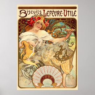 Póster Anuncio de Biscuits de Art Nouveau de Alphonse Muc