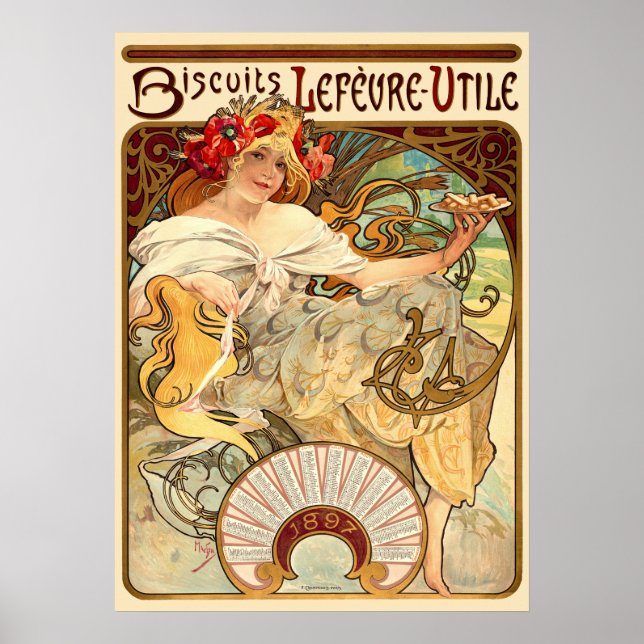 Póster Anuncio de Biscuits de Art Nouveau de Alphonse Muc (Frente)