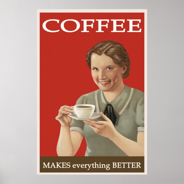 Póster Anuncio de café de época (Frente)