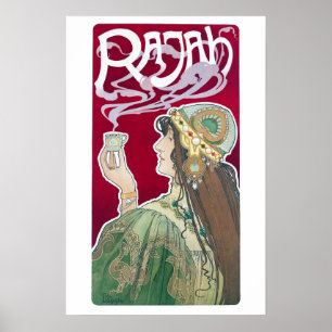 Póster Anuncio de café de estilo Art Nouveau Rajah