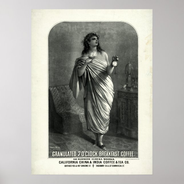 Póster Anuncio de café de la época 1896 (Frente)