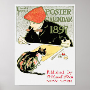 Póster Anuncio de calendario publicado vintage