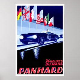 Póster Anuncio de carreras de 1950 Panhard Le Mans