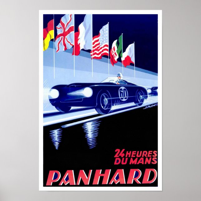 Póster Anuncio de carreras de 1950 Panhard Le Mans (Frente)