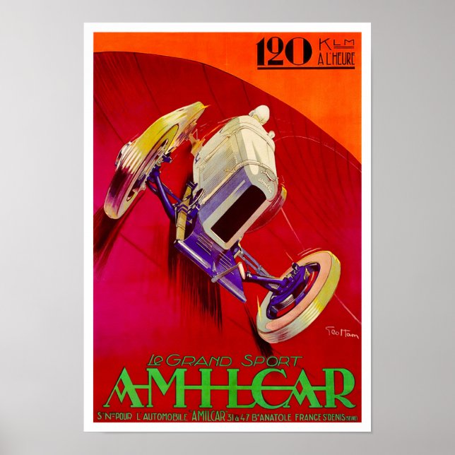 Póster Anuncio de carreras de Amilcar 1927 (Frente)