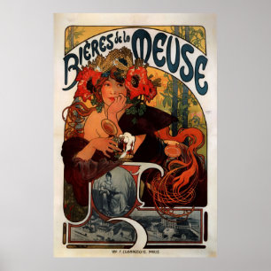 Póster Anuncio de cerveza Alphons Mucha