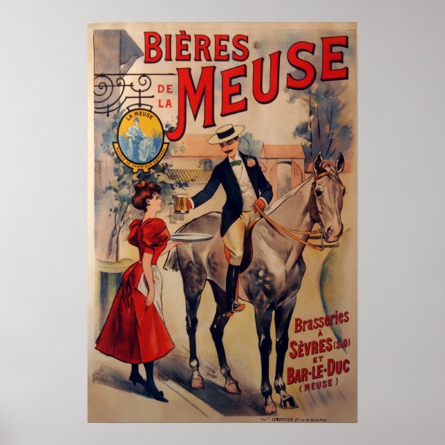 Póster Anuncio de cerveza francés vintage (Frente)
