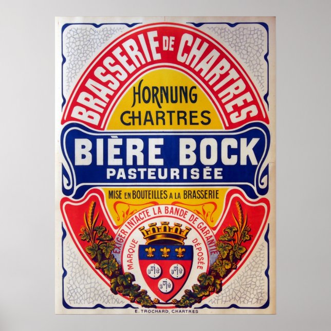 Póster Anuncio de cerveza francés vintage (Frente)