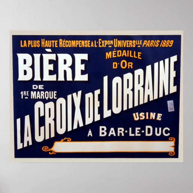 Póster Anuncio de cerveza francés vintage (Frente)