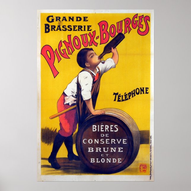 Póster Anuncio de cerveza francés vintage (Frente)