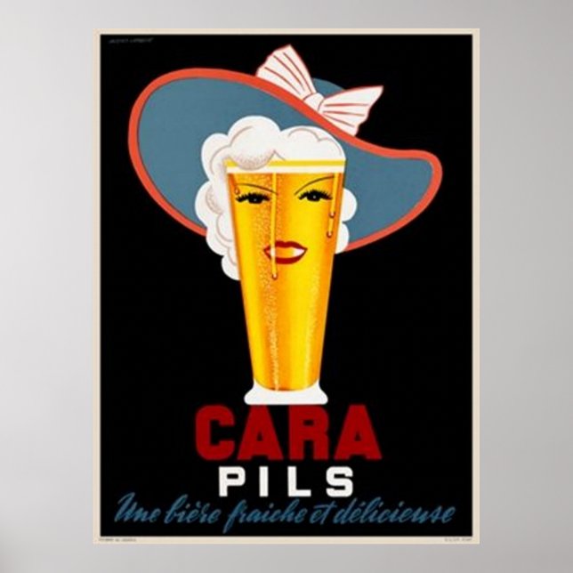 Póster Anuncio de cerveza francés vintage (Frente)