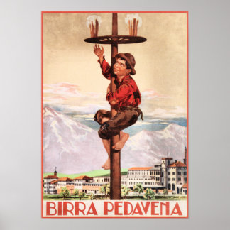 Póster Anuncio de cerveza italiano de época BIRRA PEDAVEN