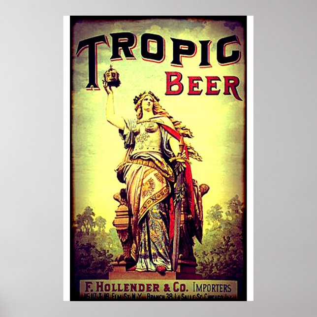 Póster Anuncio de cerveza tropical de época (Frente)