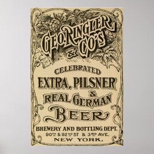 Póster Anuncio de Cerveza y Cerveza Vintage 1908