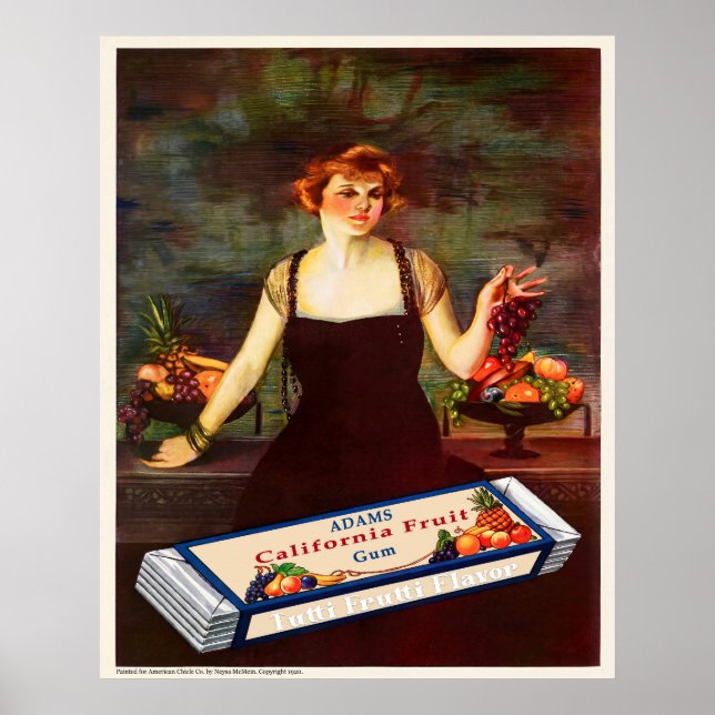 Póster Anuncio de chicle vintage de 1920 (Frente)