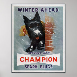 Póster Anuncio de chispas de campeón de época