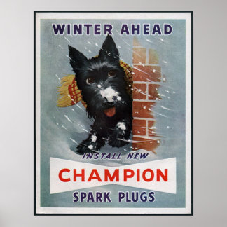Póster Anuncio de chispas de campeón de época