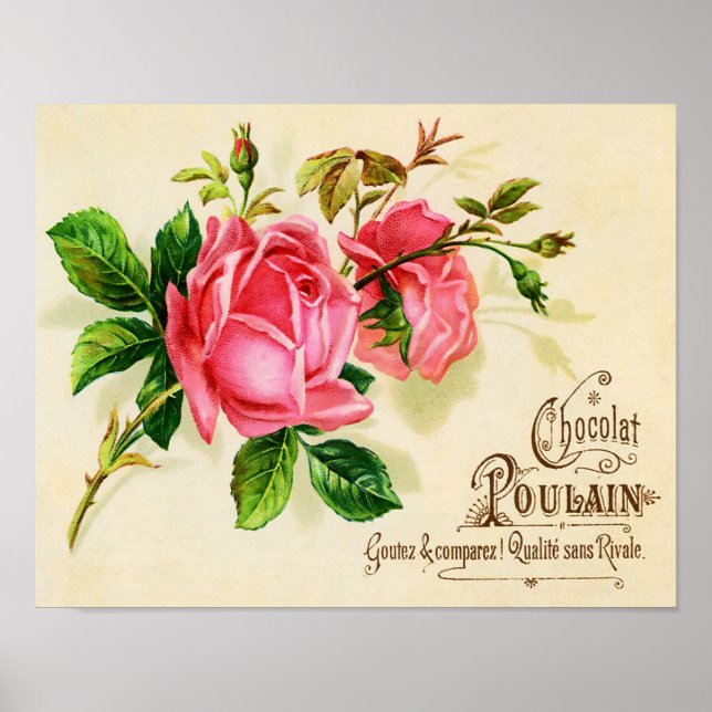 Póster Anuncio de chocolate francés victoriano (Frente)