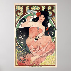 Póster Anuncio de cigarrillo de estilo Art Nouveau por Mu
