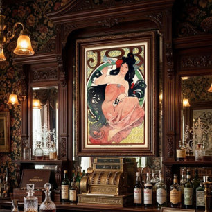 Póster Anuncio de cigarrillo de estilo Art Nouveau por Mu