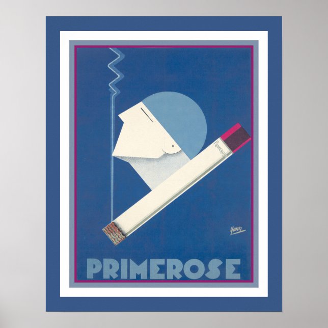 Póster Anuncio de Cigarrillo de rosa primicia de 1930 (Frente)